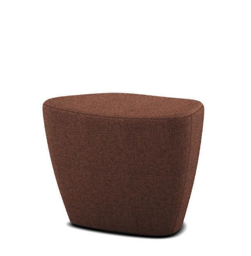 Brauner, ergonomischer Hocker mit abgerundeten Ecken, ideal für dynamisches Sitzen im Büro oder Homeoffice.