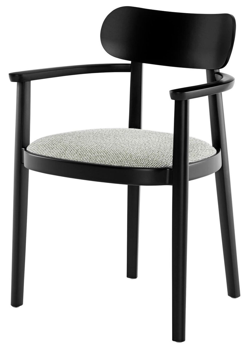 Schwarzer ergonomischer Stuhl mit gepolsterter Sitzfläche und Holzlehne, ideal für gesundes, dynamisches Sitzen.