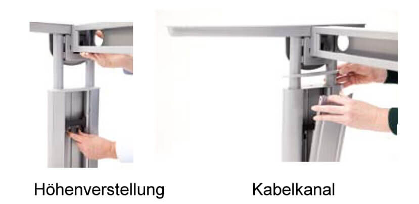 deskgo variabel CU Schreibtisch C-Fuß silber,