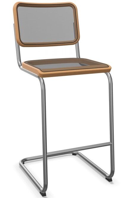Ergonomischer Barhocker mit verchromtem Gestell und gepolstertem Sitz, ideal für dynamisches Sitzen.
