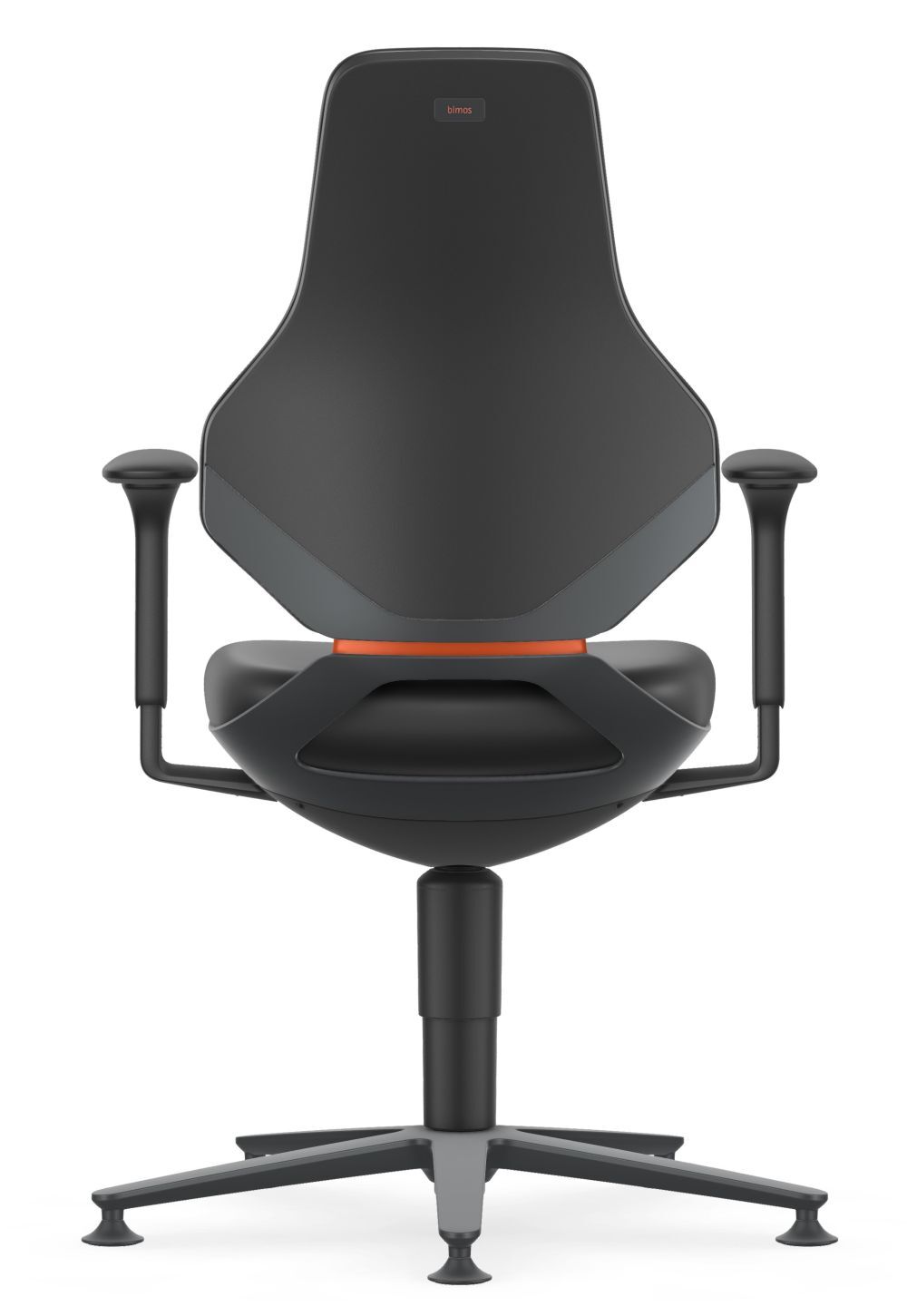 Ergonomischer Bürostuhl mit dunklem Design und verstellbaren Armlehnen, ideal für dynamisches Sitzen im Büro.