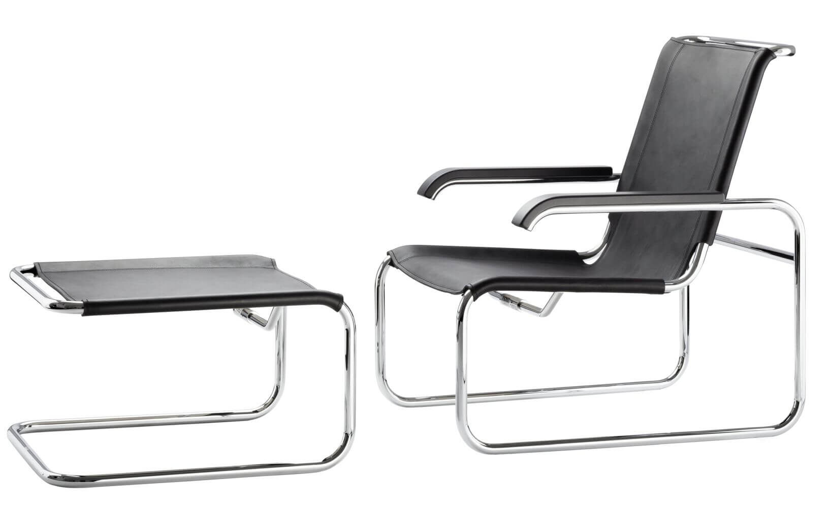 Thonet S35 L Klubsessel Kernleder schwarz Armlehne