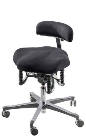 Ergonomischer Bürostuhl mit Federung und schwarzem Sitzpolster für dynamisches Sitzen im Büro oder Home-Office.