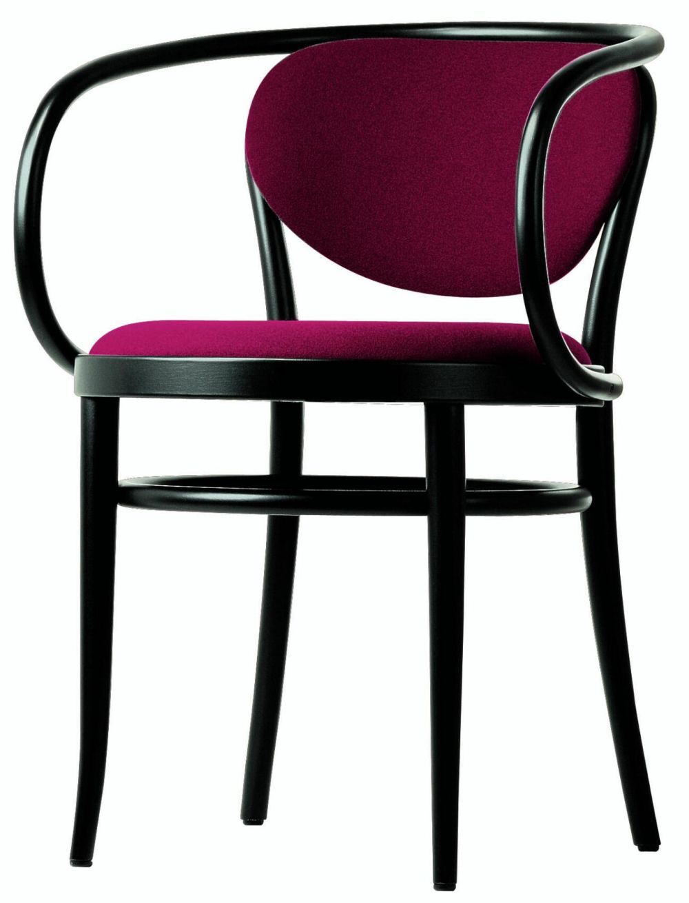 Eleganter schwarzer Stuhl mit bordeauxrotem Sitz, ideal für dynamisches Sitzen im Büro oder Zuhause.