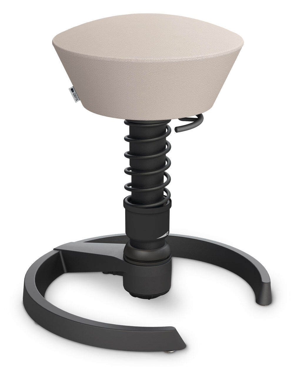 Ergonomischer Hocker mit federndem Sitz und stabilem Standfuß, ideal für dynamisches Sitzen im Büro.