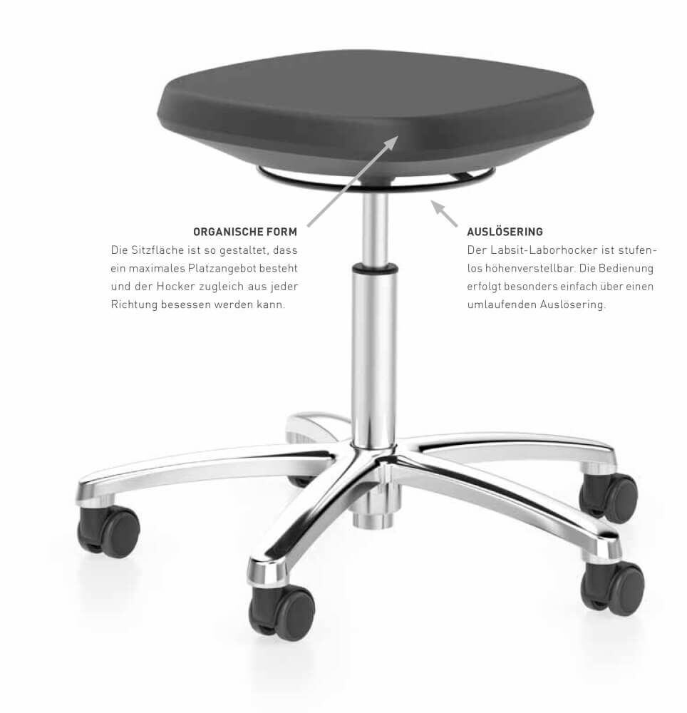 bimos Labsit 9127 Laborhocker mit Rollen Sitzhöhe