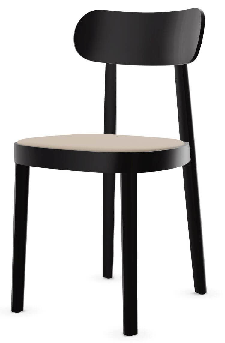 Thonet 118 SP Holzstuhl in Schwarz mit Sitzpolster in Beige