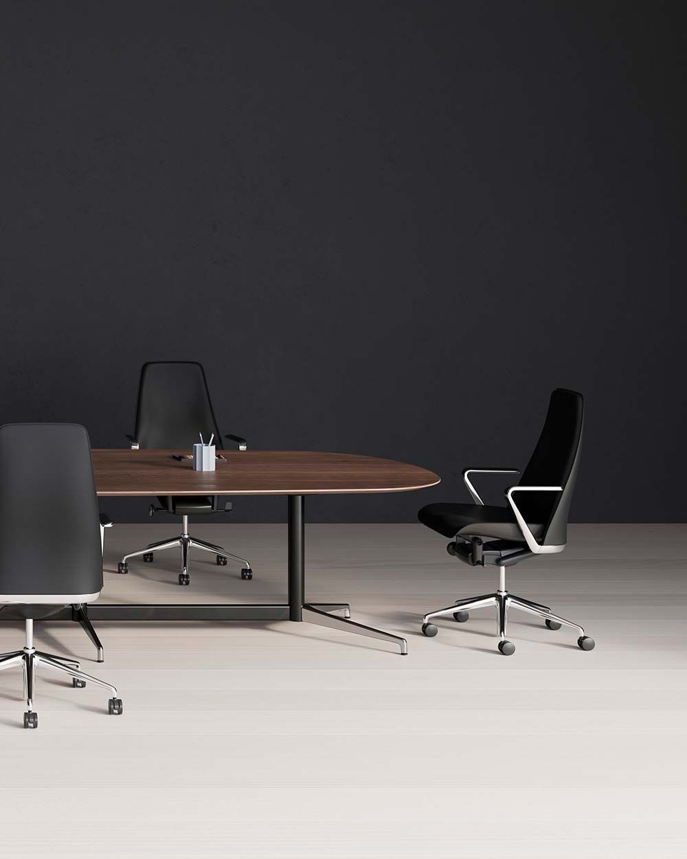 Herman Miller Geiger Taper Chair - Leder schwarz