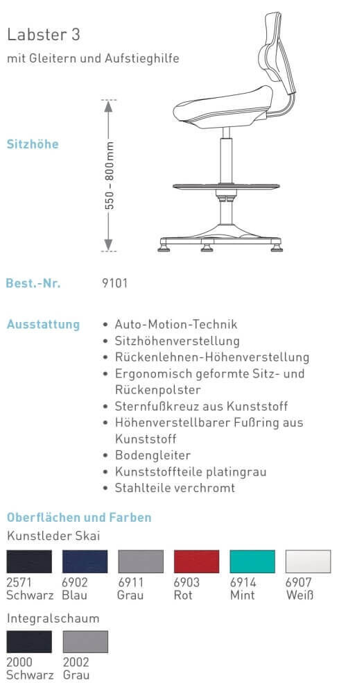 Laborstuhl Bimos Labster 3 ESD ableitfähig 9101E